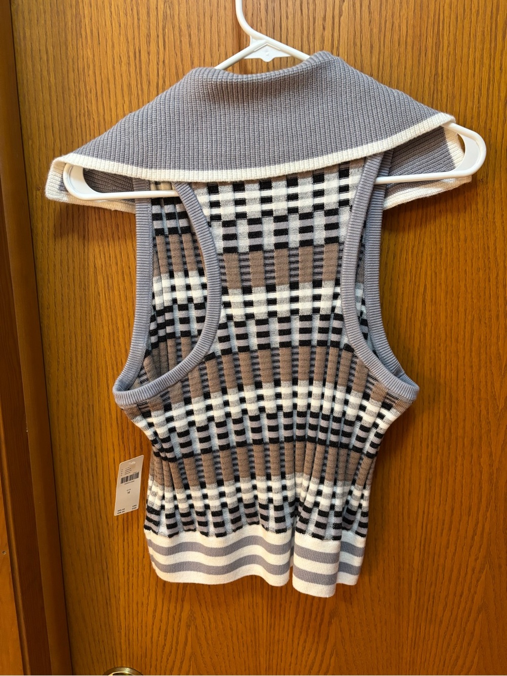 Anthropologie Grey, Black, White & Tan Patterned Knit Tank NWT - Picture 7 of 8
